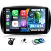 CAMECHO 4+128G 9 Pollici Android 15 Autoradio per Mercedes Benz Smart 453 Fortwo 2014-2020, Benz Navi Radio Bluetooth con GPS WIFI Wireless Carplay Android Auto RDS FM + Telecamera Posteriore