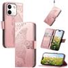 JIUNINE Cover a Libro per Redmi Note 17 Pro Max/Plus 5G, Oro rosa | Custodia Portafoglio Antiurto in Pelle Sintetica, Motivo Farfalle 3D, Portacarte, Supporto Regolabile, Chiusura Magnetica