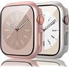 Tobfit [2 Pezzi] Tobfit Cover per Apple Watch 40mm Series 6/SE/5/4 con Pellicola Protettiva e Custodia Rigida con Vetro Temperato (Rosa+Luce stellare)