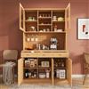 Ktipm Armadio Cucina Per Ristorante Soggiorno con Presa e Portabicchieri | Credenza Cucina Alta con 5 Ante e 3 Cassetti, Ripiani Regolabili, 120x40x191 cm, Legno Naturale