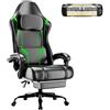 Fruyyzl Sedia Gaming Ergonomica Blu, Poltrona Gaming in Pelle PU Traspirante, Gaming Chair Regolabile in Altezza, Sedie Gaming Girevole Mobile, Comoda Poltrona Gamer per Adulti e Bambini (Verde)