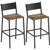 HOMCOM Sgabelli da Bar con Schienale, Set di 2, Marrone Rustico