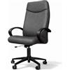 GALIZIA prjme GALIZIA PRIME - Poltrona Ufficio Ergonomica Schienale Alto Made in Italy Certificata, Sedia Ufficio con Meccanismo Oscillante Max 120Kg, con Struttura in Multistrato di Faggio (Ecopelle - Grigio)