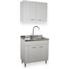 Yellowshop - Mobile cucina sottolavello a 2 ante cm 80 effetto legno frassino moire componibile con lavello inox e scolapiatti Basic (Sottolavello con lavello piano Sx e scolapiatti)