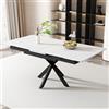 soges Tavolo da Pranzo Allungabile, Design Espandibile, Sacro, Struttura in Marmo, MDF, Versatile, Bianco, 150/180 x 70 x 76 cm