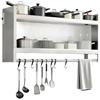 Generic Armadietto portaoggetti da parete in acciaio inox con porta scorrevole in acrilico, mensola sospesa per cucina, bagno e garage