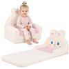 LIFEZEAL 2 in 1 Poltroncina Pieghevole per Bambini (Rosa, Coniglio) | Divano per Bambini Convertibile in Lettino, con Tasca Portaoggetti, Rivestimento Rimovibile, per Cameretta
