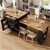 boorbin Armadio da cucina multifunzionale con piano estraibile, 122,5-195,5 cm, portata fino a 60 kg, nero