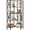 HOOBRO Scaffale a 5 Ripiani, Scaffale Angolare, Libreria a L, Scaffale Portaoggetti Aperto, Stile Industriale Vintage, Struttura a Vite, per Soggiorno, Ufficio, Marrone Vintage e Nero EBF60SJ01