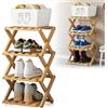 DHSWNNG Scarpiera verticale piccola, a 4 livelli, portatile, in legno, 54 x 26 cm, in bambù, pieghevole, senza installazione, scarpiera, stretta per ingresso, corridoi