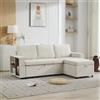 SUKY Divano angolare con vano portaoggetti, divano letto a forma di L, in ciniglia, beige, 202 x 136 x 85 cm, portata 120 kg, vano portaoggetti laterale, può essere montato a sinistra o a destra