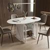CKKNN Tavolo da pranzo allungabile con vano portaoggetti, tavolo da cucina allungabile, ovale