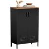 HOMCOM Credenza Cucina Acciaio 65x35x106 cm Nero Marrone Effetto Legno
