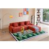 MILYsofa Divano modulare 3 posti con penisola, tessuto velluto a coste, fodere dei cuscini removibili (Rosso mattone, 3 posti con penisola)