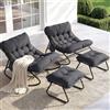 LIFERUN Sedia a dondolo da esterno, poltrona a dondolo e telaio in metallo | rocking chair resistente alle intemperie, con cuscino impermeabile per terrazze, balcon o giardini, grigio, 2 pezzi