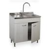 Yellowshop - Mobile cucina sottolavello a 2 ante cm 80 effetto legno frassino moire componibile con lavello inox e scolapiatti Basic (Sottolavello con lavello piano Sx)