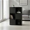 INDE MOBLEKIT | Scaffale a cubo con 6 scomparti e 3 ante, 60x29x90 cm, nero, mobile contenitore, libreria moderna per camera da letto, libreria per bambini o cucina.