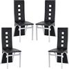 Homewell Set di 4 sedie per sala da pranzo, seduta moderna in pelle PU con cuscino morbido, schienale ergonomico con griglia cava, base in metallo in acciaio inox (4, nero)