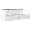 vidaXL Divano Letto con Cassetti senza Materasso Bianco 75x190 cm