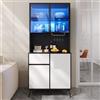 Ktipm Madia Cucina Vetrina con LED, Credenza Alta Per Ristorante Soggiorno
