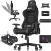 KESSER Sedia da gaming, ergonomica, da ufficio, con poggiatesta e cuscino lombare, portata 150 kg, bracciolo girevole a 360°, sedia da gioco e ruote in gomma