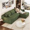 HOXINBLY Divano imbottito compresso 241 cm,Giusto divano angolare per soggiorno,seduta profonda con sezione angolare,Verde(non richiede montaggio)