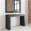 VE.CA.s.r.l. VE.CA - Tavolo Allungabile Kilika XXL, Made in Italy - Console Allungabile con Porta Prolunghe fino 3 Metri, 16 Posti - Arredo Moderno Sala da Pranzo, Salvaspazio 120x40x77 (Marmo Nero, 16 Posti XXL)
