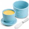 Chumix Porta Burro in Ceramica Francese ad Acqua, Burro Fresco e Spalmabile | Burriera Ceramica Francese con Coperchio e Coltello Burro. Design del barattolo Mason per Cucina e tavola
