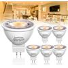 Lamptobe Lampadine LED GU5.3 MR16 6W a 62W Alogena,480LM 3000K Luce Bianca Calda,MR16 Riflettore Spot Lampadine LED, Faretti AC/DC12V senza Sfarfallio,38°Angolo del Fascio Non Dimmerabile 6 Pezzi