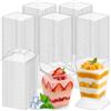 Kozdtiz 50 bicchieri da dessert in plastica con coperchio, riutilizzabili, rotondi, per dessert, mousse e budini, quadrati 30