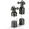 NJZYB Macina sale e pepe, con rubinetto manuale in acciaio inox, con manico, ricaricabile, per casa, ristorante, barbecue, nero, 2 pezzi