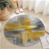 Generico Tappeto rotondo lavabile in lavatrice, Strisce Incrociate Astratte Stile Tappetino antiscivolo assorbente per ingresso camera da letto soggiorno interno 180 cm, Giallo Grigio