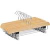 SONGMICS SOMGMICS Grucce per Gonne, Pacco di 8 Appendini in Legno Massiccio con Mollette Antiscivolo, per Pantaloni, Pantaloncini, Color Legno Naturale CRW008-8