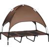 PawHut Lettino per cane gatto sui piedi, grande comfort, in velluto anti-UV, tessuto Oxford micro-forato + ombrellone + borsa per il trasporto inclusa, colore: marrone nero