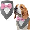 LiebeDD Papillon Cane, Animali Domestici Smoking Papillon per Cani, Formale Vestito Cane da Natale Halloween Matrimonio e Compleanno, Regolabile e Comodo Costumi Bandana Cane, Grigio, XS