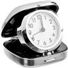 TFA Dostmann Sveglia analogica da Viaggio, 60.1012, con Scatola in Metallo, Orologio al Quarzo, Argento, Lunghezza 65 x Larghezza 70 x Altezza 27 (70) mm