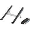 Docking station supporto laptop alluminio leggero 127 x 20,6 x 43,8 mm nero