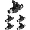 QWORK® 5 pezzi Connettore pneumatico valvola pneumatico, attacco rapido aria compressa per il collegamento rapido di tubi pneumatici (Ø6mm)