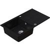 HOMEVELLO Lavello PIXEL Vasca Singola Lavello In Granito 77x44x18,5cm Nero, Lavello Da Cucina Di Alta Qualità Con Sifone, Scolapiatti, Facile Da Pulire, Resistente Ai Graffi, Design Moderno