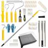 MOSTFUN Set di 20 rulli colorati con asta di prolunga in acciaio inox, vaschetta di colore, 23 cm, 10 cm, rotolo da 5 cm, pennello, raschietto, agitatore per dipingere pareti, soffitti, porte, modanature