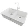 PRIMAGRAN Lavandino da Cucina Bianco - London Twin Slim, 76x47cm