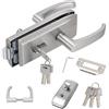BORDRISE Serratura per porta in vetro in acciaio inox, serratura per porta interna con 3 chiavi e maniglia scorrevole, per porte in vetro da 8-12 mm, spazio 5-8 mm, per ufficio, bagno, balcone