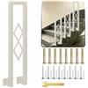 YUJEYHD Corrimano per Scale a U con Rombi, Ringhiera Interne，Bianco：85cm | Montaggio Laterale Passamano in Ferro Battuto, Parapetto per Loft, Balconi e Gradini Esterne, Materiale di Montaggio Incluso