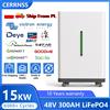 CERRNSS LiFePO4 48V 300AH 15KWH Batteria 51.2V 100AH 600AH Batteria solare al litio Batteria ricaricabile 8000+ Ciclo per lo stoccaggio domestico SENZA IMPOSSO