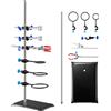 SucceBuy Supporto per supporto da laboratorio Supporto per storta da laboratorio Set Supporto da laboratorio in acciaio Asta da 23,6" e base in ghisa da 8,3" x 5,3" con morsetto