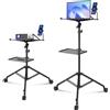 SucceBuy Supporto per treppiede per proiettore portatile Altezza regolabile con vassoio e supporto per telefono a collo di cigno per film all'aperto Home Office Stage
