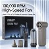 kinscoter Nuovo Potente Soffiatore d'Aria 130000RPM, Ventilatore Turbo Violento a 5 Velocità Regolabili, Pulitore Portatile da 8000mAh con Luce LED per Finestre e Auto