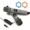 NONE Sistema microfonico wireless da 2,4 GHz con portata di 100 piedi - 2 microfoni ricaricabili per karaoke, feste, matrimoni | Plug & Play, Crystal Clea