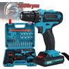 DWiusty Trapano a percussione a batteria 28V Trapano elettrico ricaricabile ad alta potenza Batteria al litio Cacciavite multifunzionale con velocità 1350 giri/min