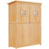 Outsunny Casetta da giardino Outsunny con armadietto per bevande, dim. ridotte. 127,5l x 50l x 164H 2 ripiani 2 ante 2 finestre impermeabile tetto solido pre-oliatto in pino naturale